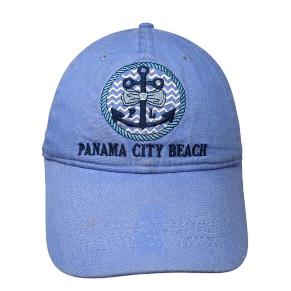 Panama City Beach Strapback Baseball Cap Blue One Size Adjustable Lucky 7 - Picture 1 of 11